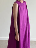 Retro Lace up Cotton Linen long Vest Dress - PAINEVIDA