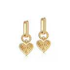 Heart Shaped Textured Carved Long Earrings