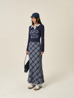 Vintage 3 Color Plaid Y2K Long Skirt by painevida