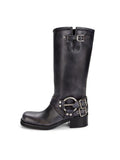 Retro Studded Knight Chunky Heel Boots - PAINEVIDA