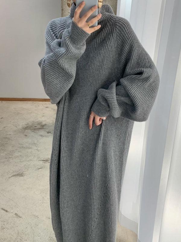 High Neck Knit Maxi Dress - Casual Long Sleeve Sweater Dress | PAINEVIDA High Neck Knit Maxi Dress - Casual Long Sleeve Sweater Dress | PAINEVIDA