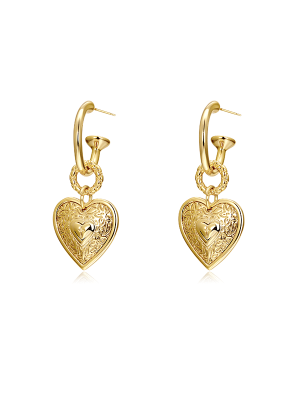 French Retro Heart Earrings