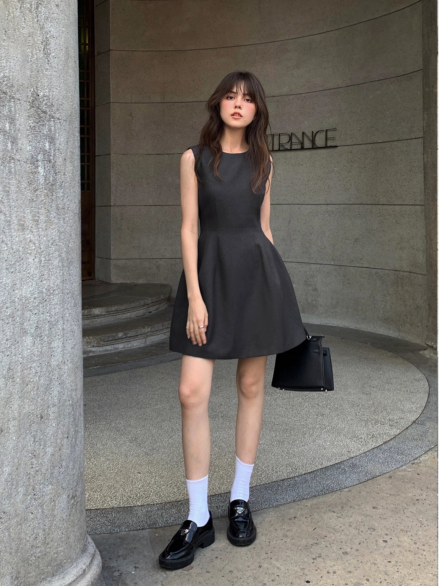 Sleeveless Fitted Waist Vest Dress