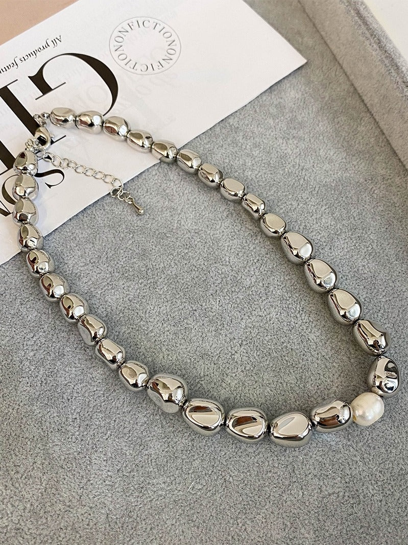 Metal Pearl Fashion Beaded Necklace - PAINEVIDA