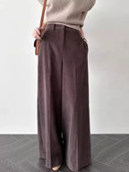 Simple Corduroy High Waist Casual Wide Leg Pants by painevida