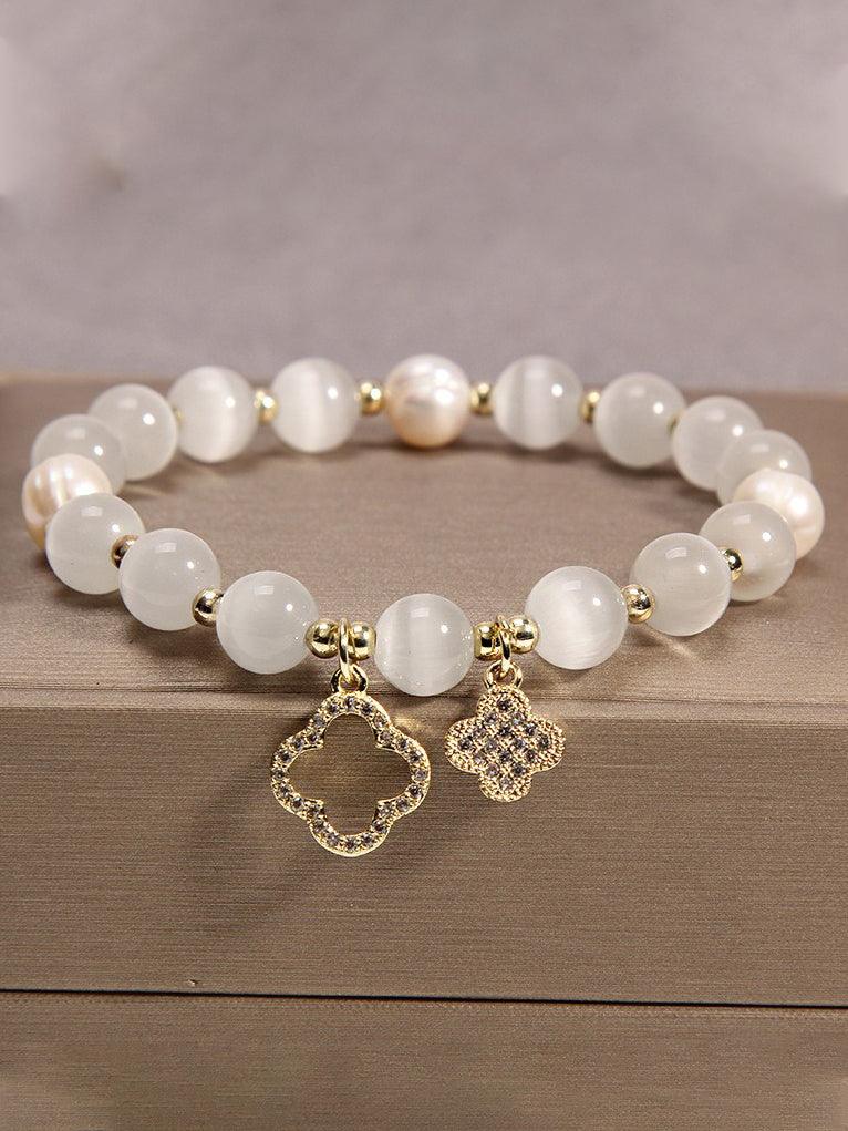Clover White Opal Crystal Bracelet by painevida