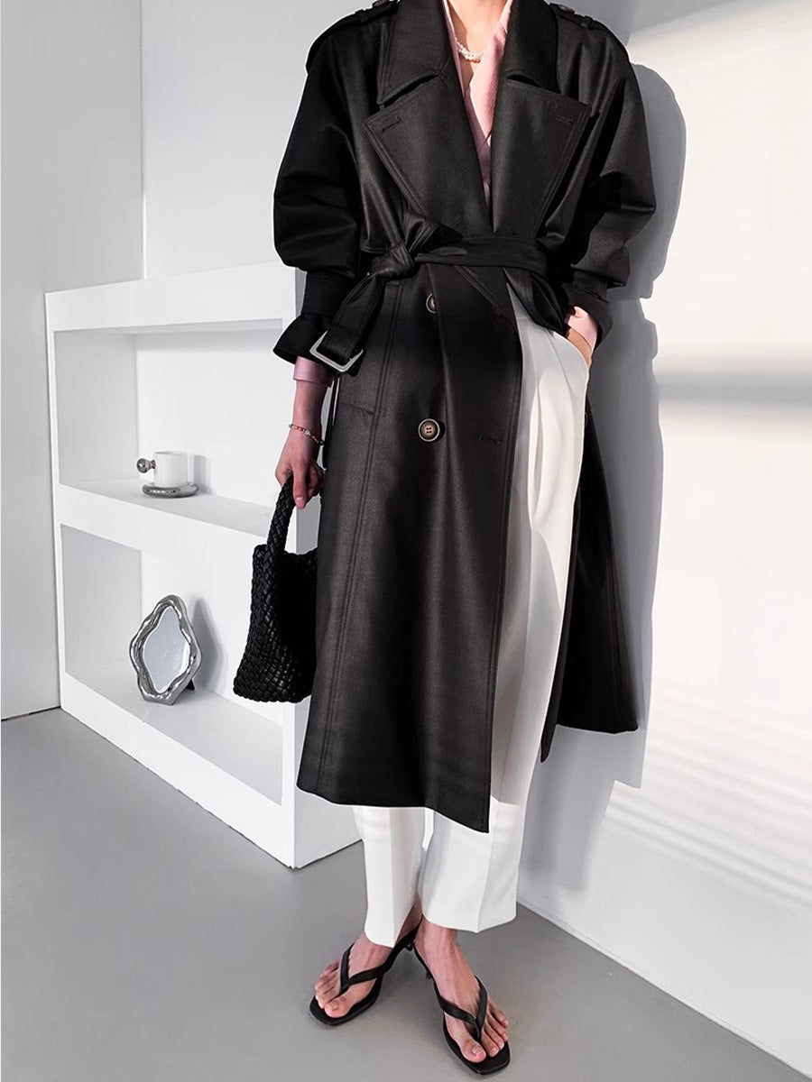 Old British Double-breasted Mid-length Trench Coat