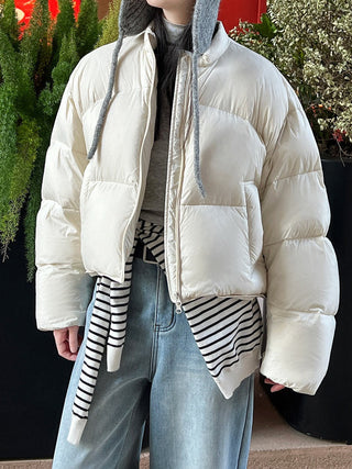 Fluffy White Duck Down Puffer Jacket - Premium Insulation by painevida