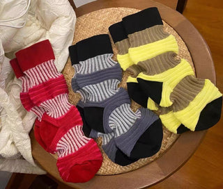 Fold Striped Lantern Cotton Socks