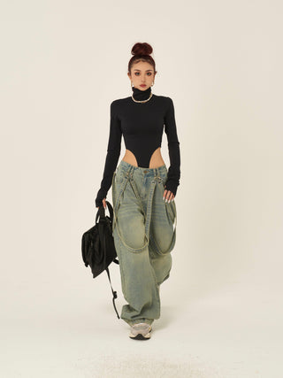 Vintage Loose Wide-Leg Straight-Leg Jeans