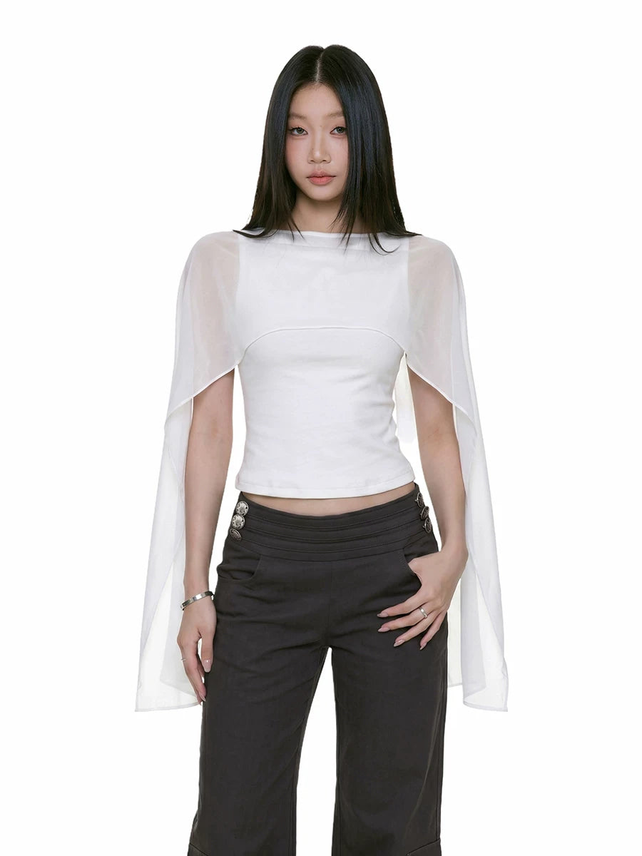 Sexy Off Shoulder Mesh Cape Cami for Women | Summer Slim Fit Top