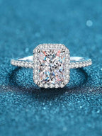 Square Moissanite Silver Diamond Ring by painevida