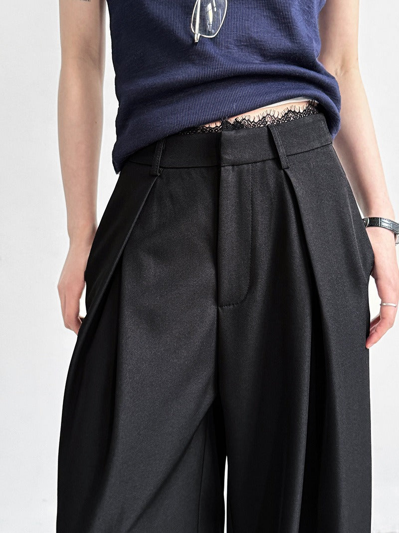 Lace-paneled Wide-leg Suit Pants