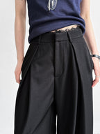 Lace-paneled Wide-leg Suit Pants