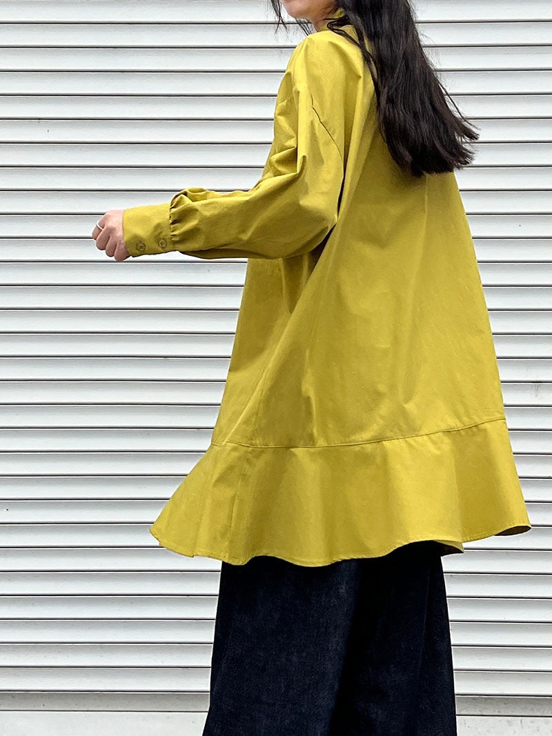 Simple Casual Hem Fishtail Shirt Dress