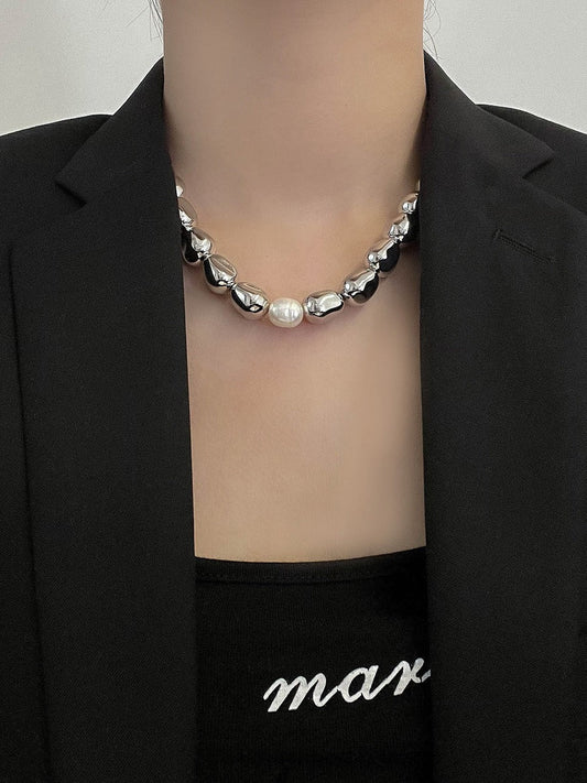 Metal Pearl Fashion Beaded Necklace - PAINEVIDA