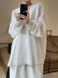 Mohair Loose Thin Hollowed Knit Sweater - PAINEVIDA