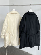 White Duck Down Stand Collar Warm Long Jacket