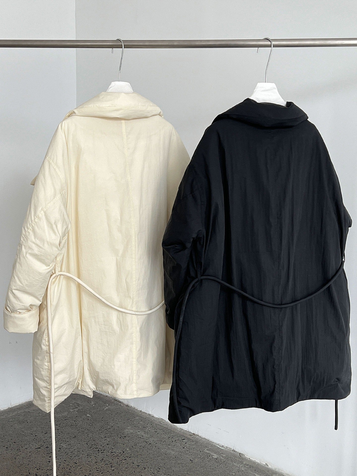 White Duck Down Stand Collar Warm Long Jacket