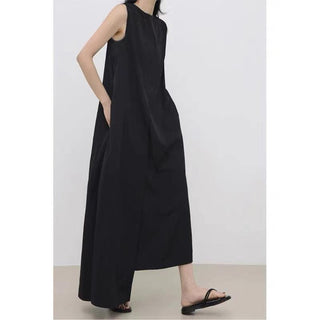 Original Solid Color Irregular Long Dress