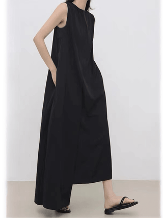 Original Solid Color Irregular Long Dress