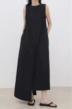 Original Solid Color Irregular Long Dress