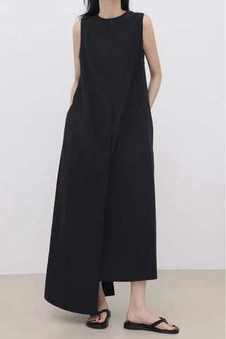 Original Solid Color Irregular Long Dress