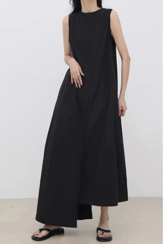 Original Solid Color Irregular Long Dress