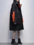 Casual Hooded Contrast Color Padded Coat