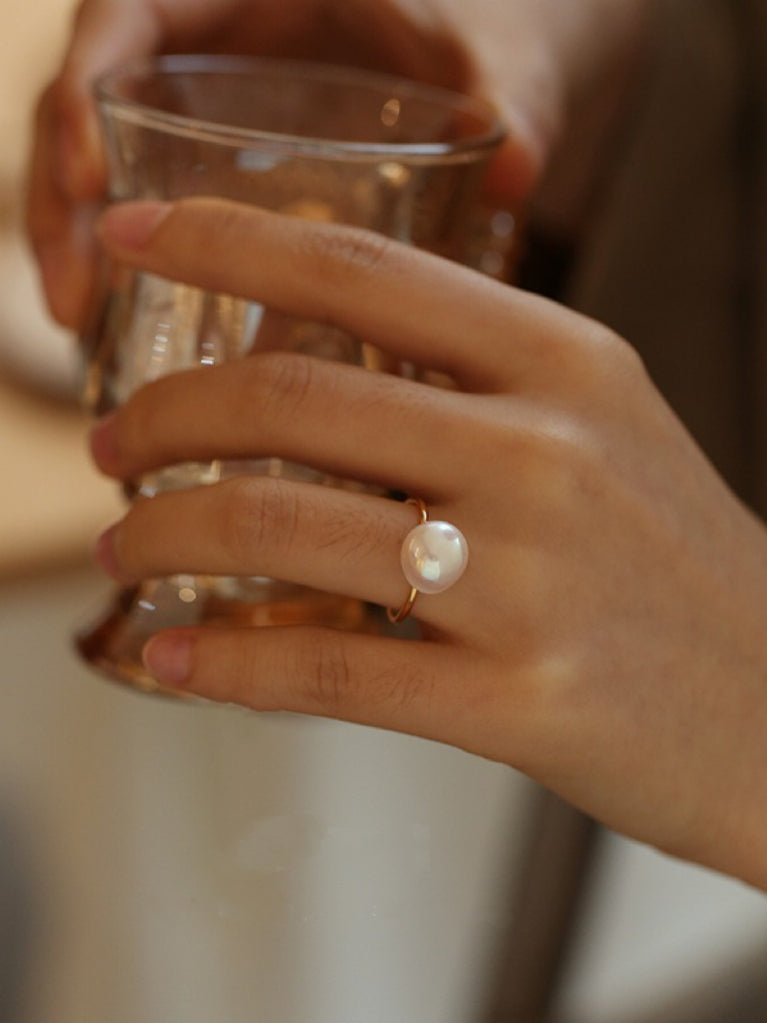 Natural Baroque Pearl Open Ring by painevida