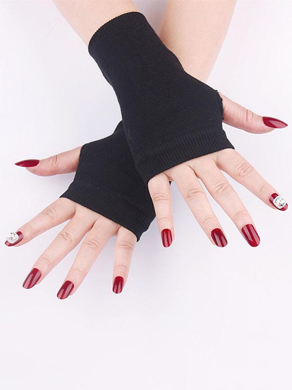 Simple Solid Color Knitting Gloves by painevida