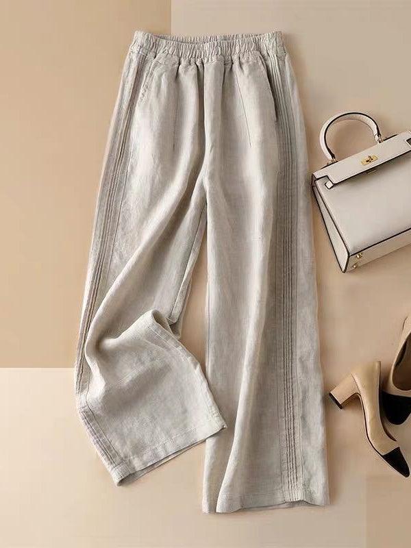 Linen-cotton Wide Casual Pants by painevida