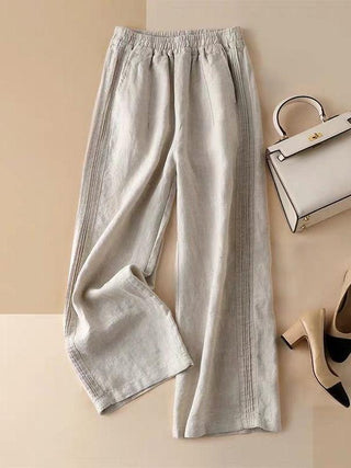 Linen-cotton Wide Casual Pants