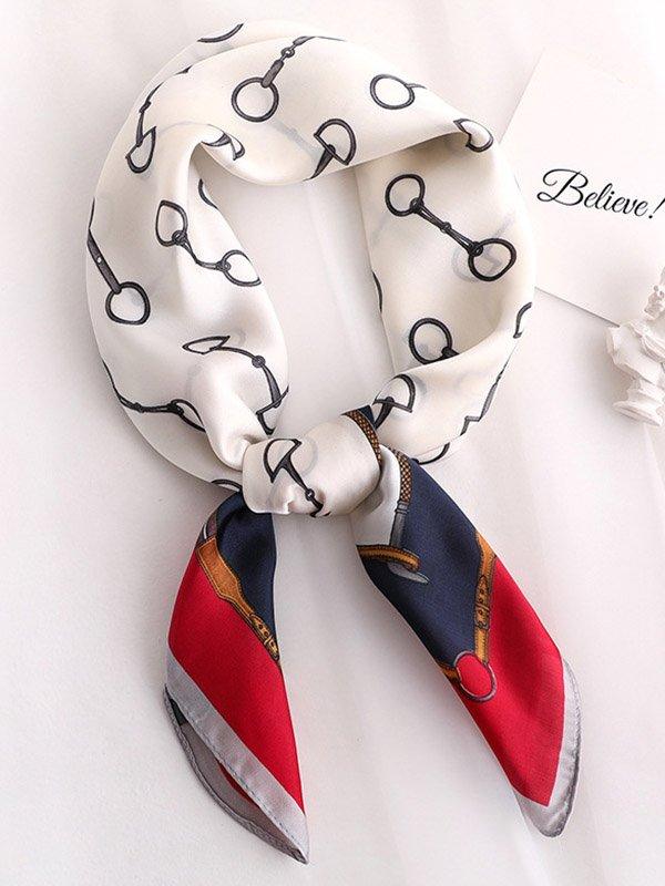 Vintage Geometry Printed Sun-Protection Silk Scarf by painevida
