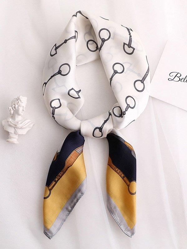 Vintage Geometry Printed Sun-Protection Silk Scarf by painevida