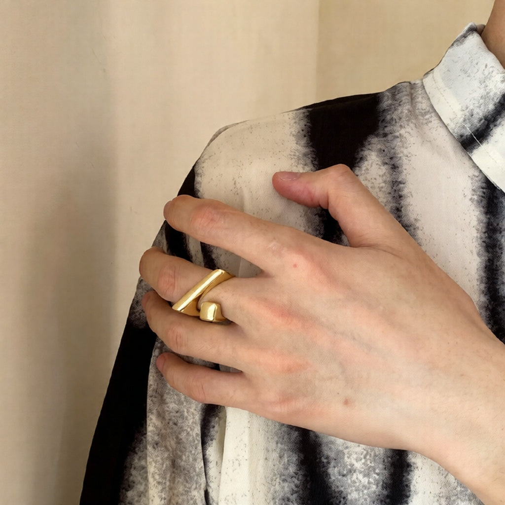 Interlocking Open Ring | Adjustable Silver Statement Ring