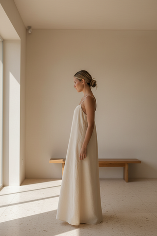 Casual Cotton And Linen Suspender Dress 广告图