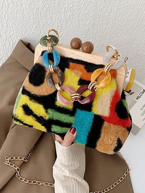 Vintage Multi-Colored Shoulder Bag Handbag