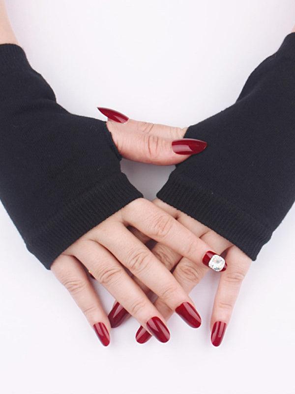 Simple Solid Color Knitting Gloves by painevida