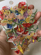 Handmade Beaded Flowered Leaves Earrings