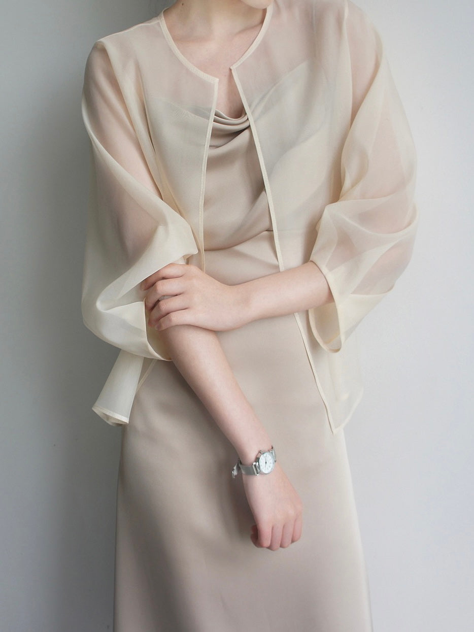 See-through Organza Short Caidigan - PAINEVIDA