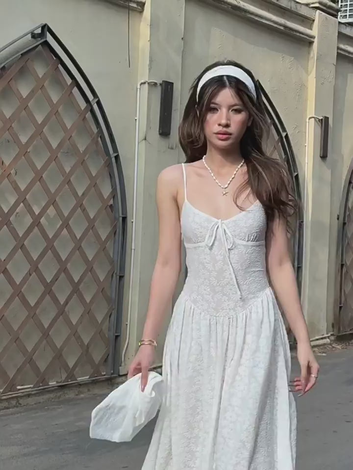 Lace Stretch Jacquard Sling Dress Cardigan Set