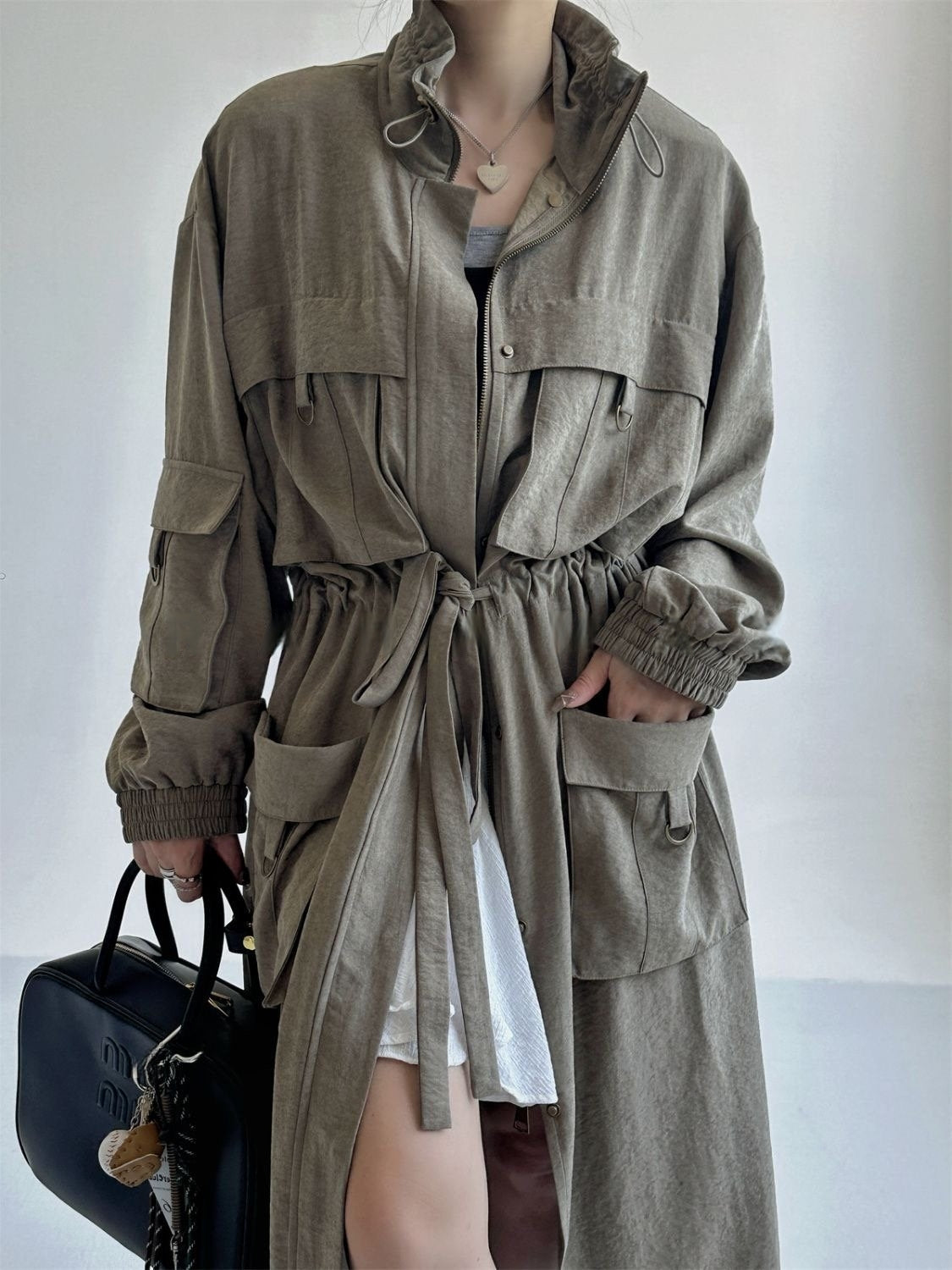 Lazy Style Lace-up Long Coat