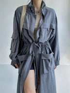 Lazy Style Lace-up Long Coat