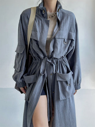 Lazy Style Lace-up Long Coat by painevida