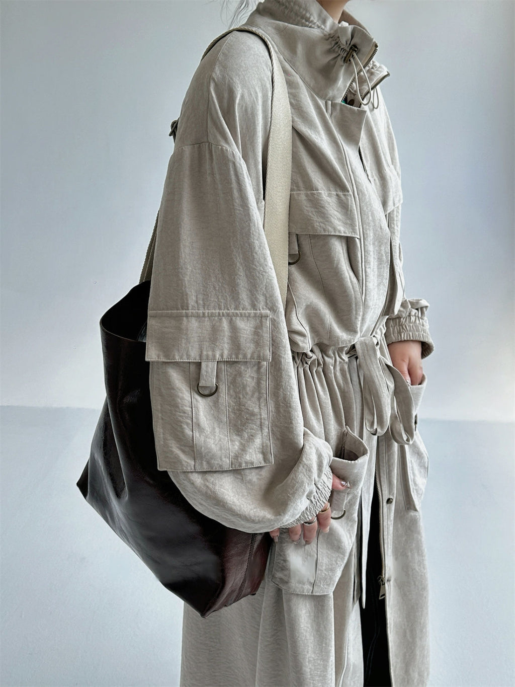 Lazy Style Lace-up Long Coat