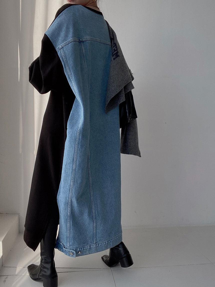 Long Denim Dress With Sweatshirt, Women Jeans Dress With Zipper for  Streetwear TDK323 - Etsy