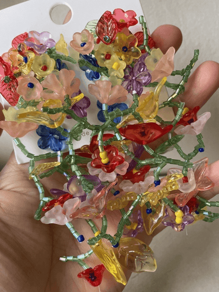 Handmade Beaded Flowered Leaves Earrings – painevida